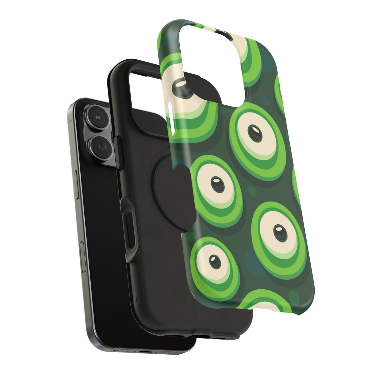 Green Abstract Eye Pattern Phone Case — Impact-Resistant Protective Cover