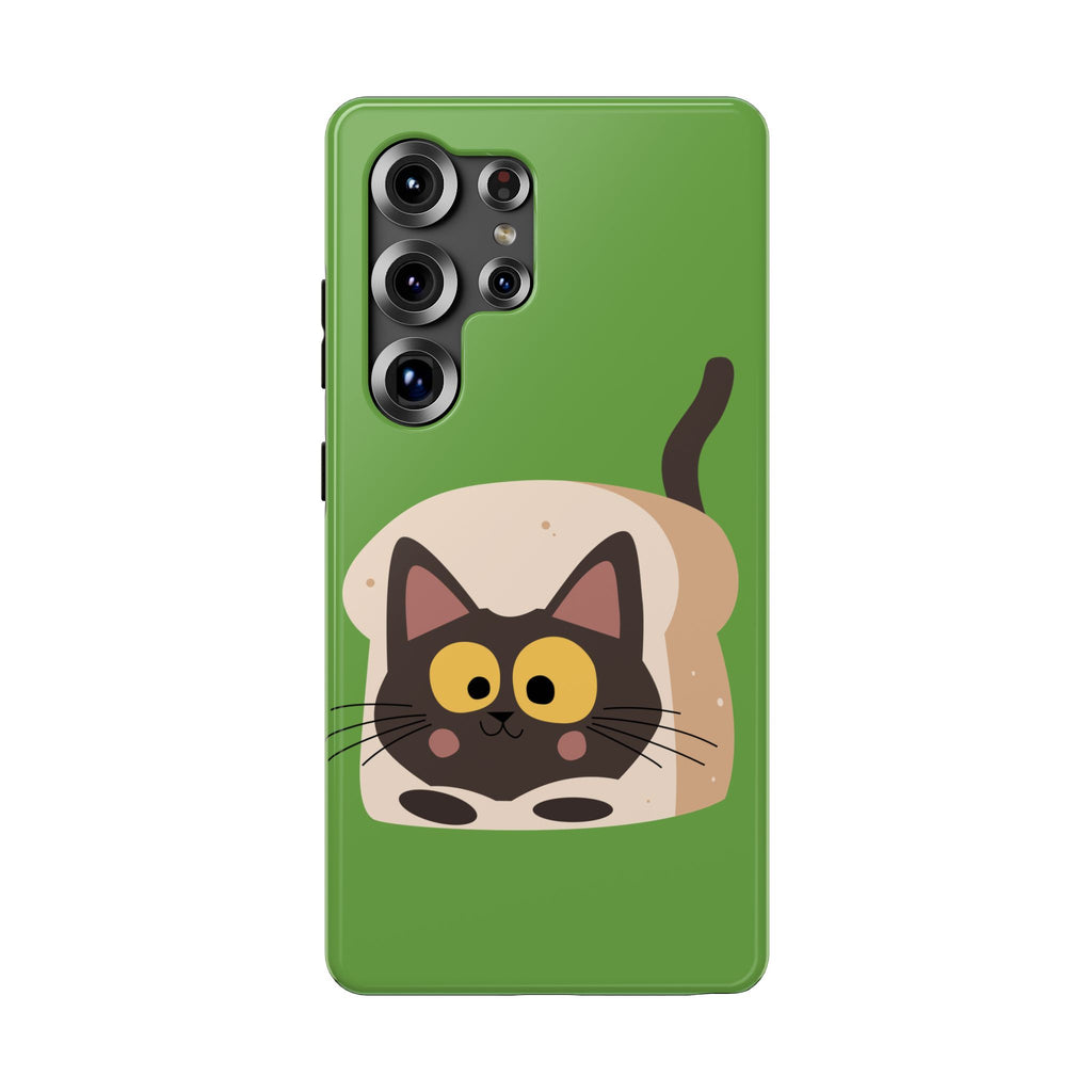 Cute Cat-in-Bread Impact-Resistant Phone Case – Green
