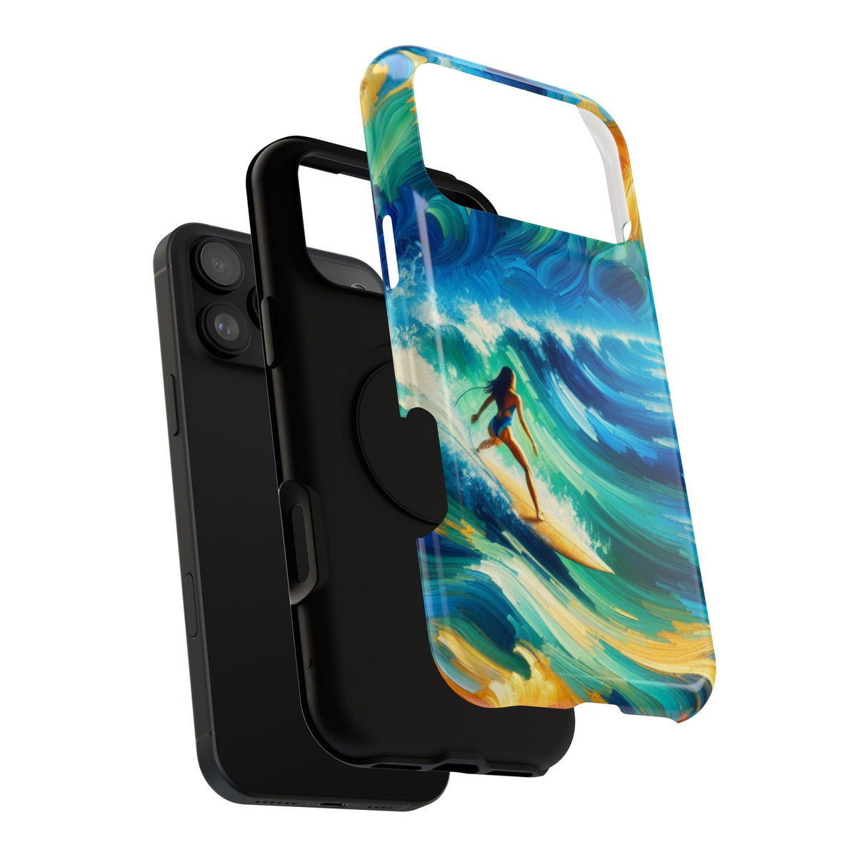 Surfer Wave Impact Phone Case – Vibrant Ocean Art Protective Cover