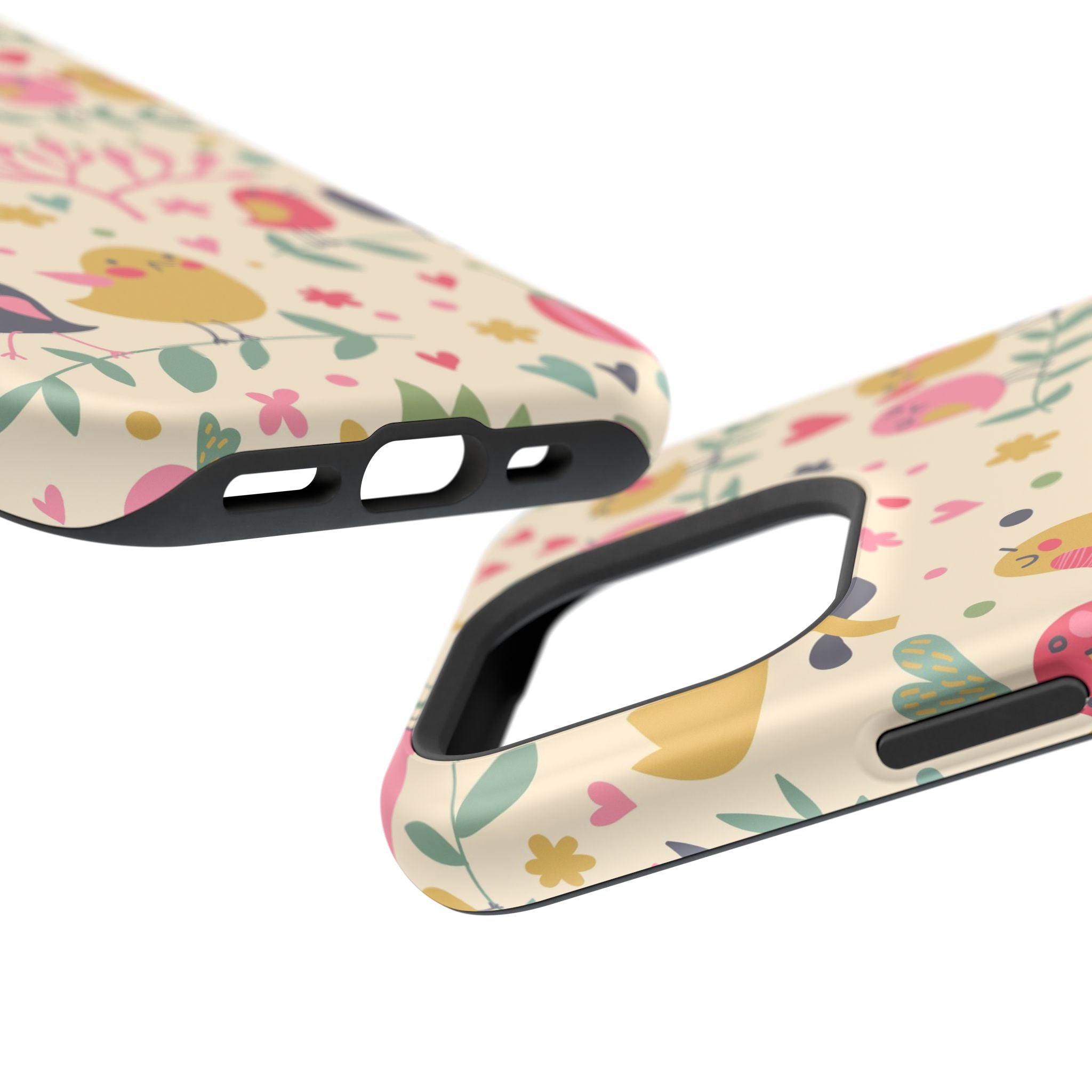 Cute Bird Floral Phone Case, Impact-Resistant
