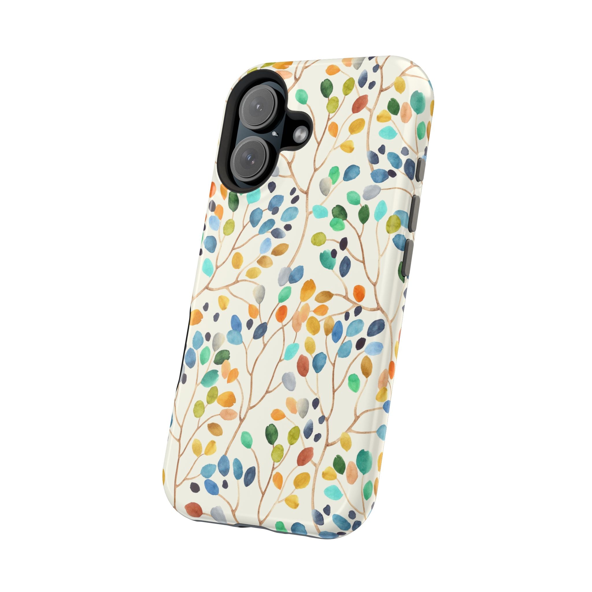 Floral Watercolor Leaves Magnetic Impact-Resistant Phone Case