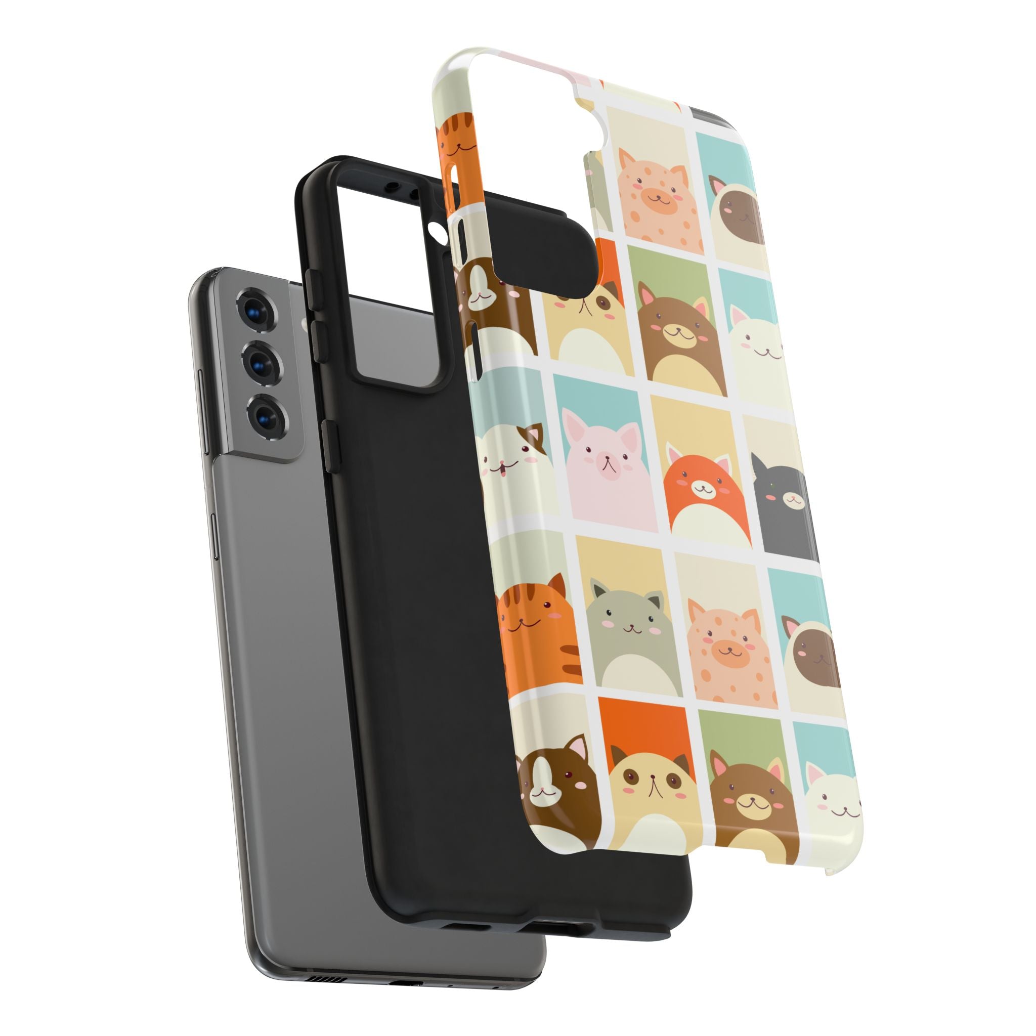 Cute Grid Cats Tough Phone Case