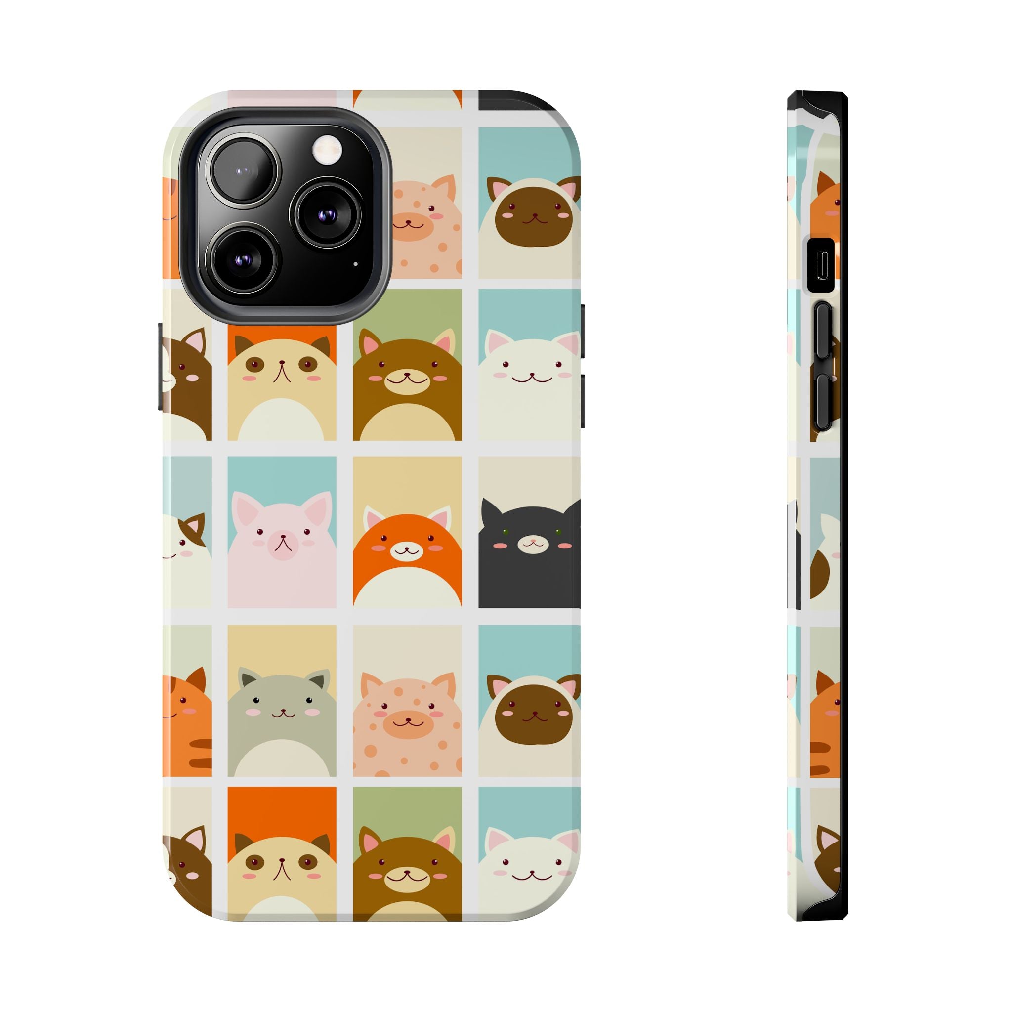 Cute Grid Cats Tough Phone Case