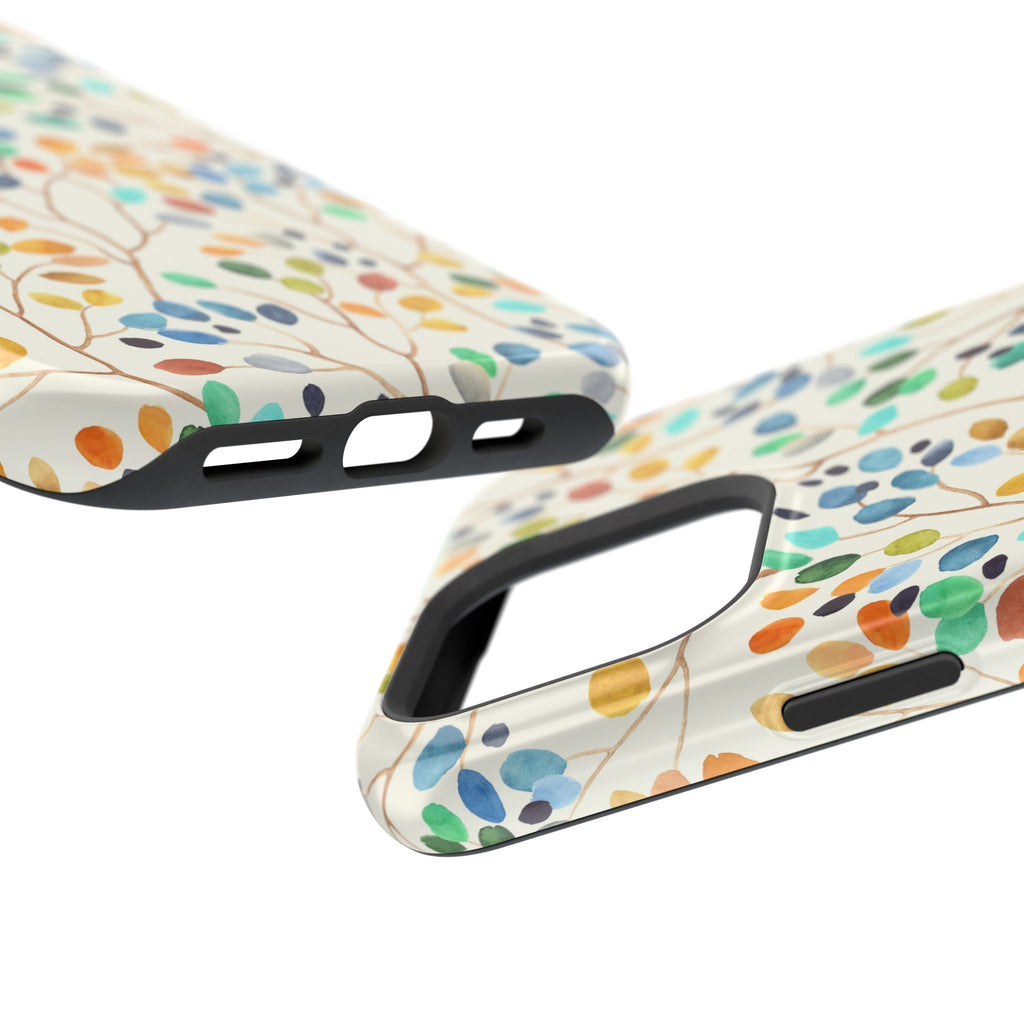 Floral Watercolor Leaves Magnetic Impact-Resistant Phone Case