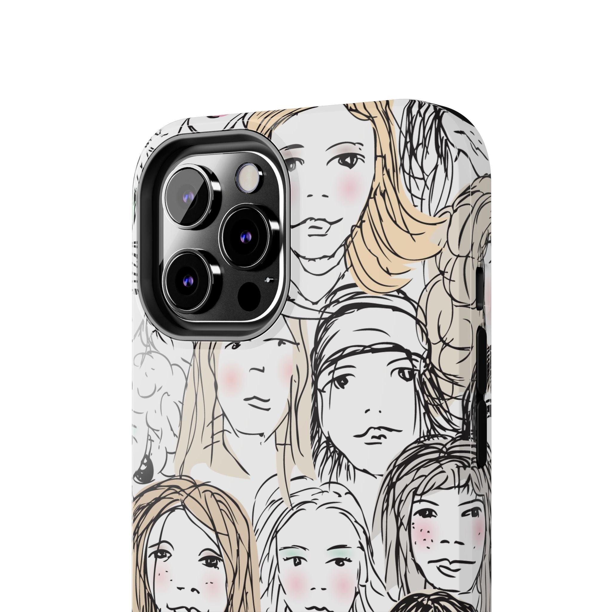 Phone Case — Hand-Drawn Faces Pattern