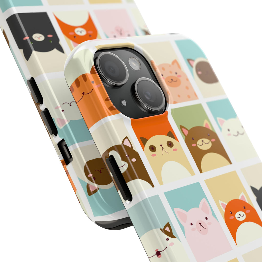 Cute Grid Cats Tough Phone Case