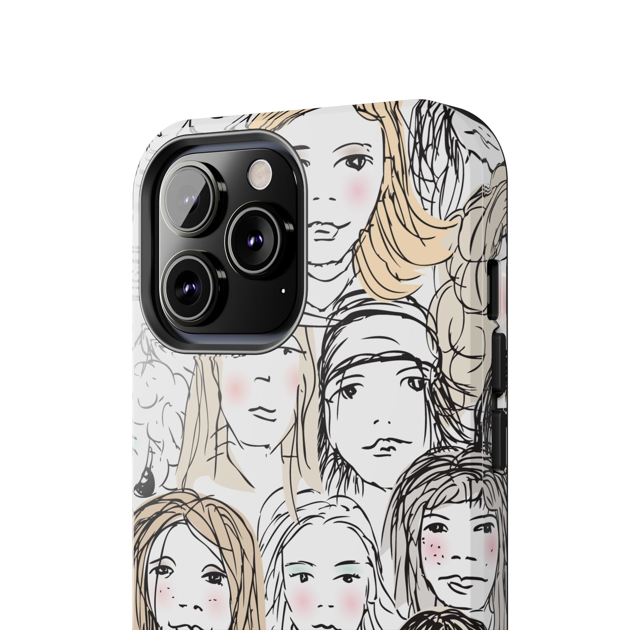 Phone Case — Hand-Drawn Faces Pattern