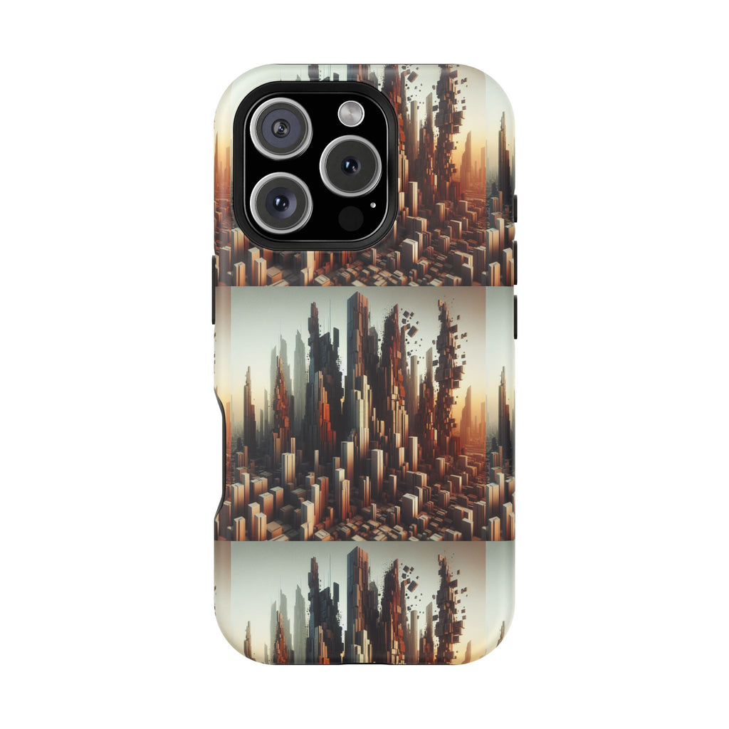 Abstract Skyline iPhone Case — Surreal Cityscape Impact-Resistant Phone Cover