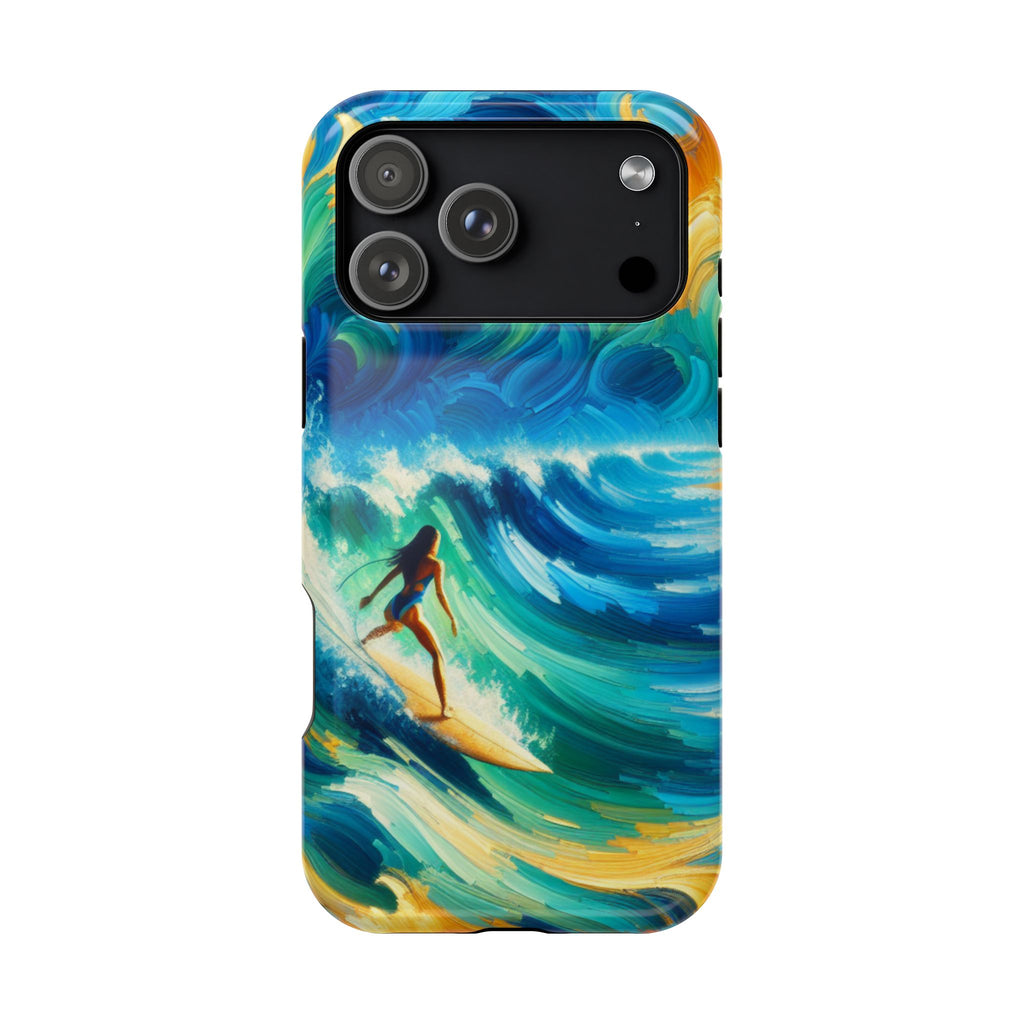 Surfer Wave Impact Phone Case – Vibrant Ocean Art Protective Cover
