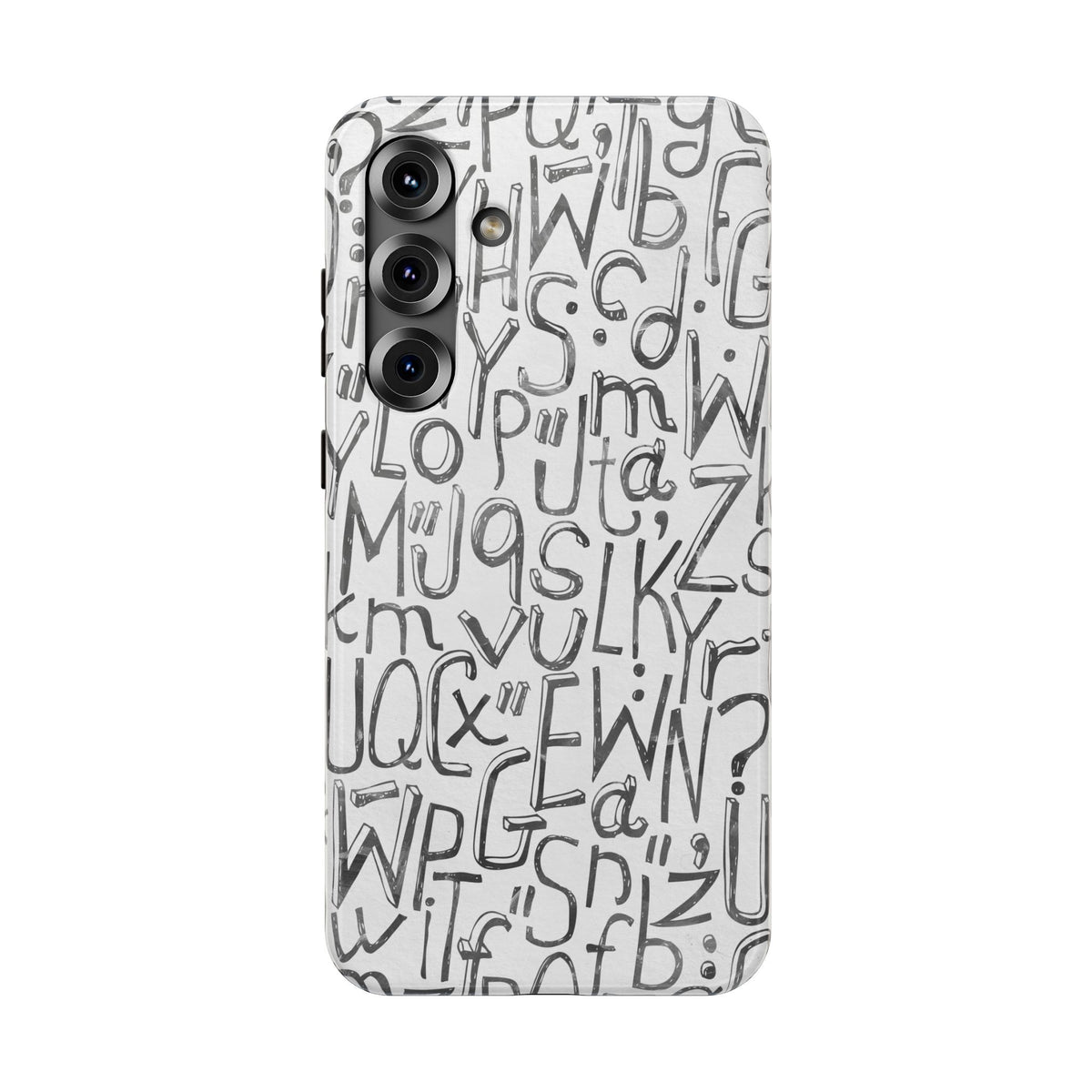 Monochrome Letter Pattern Impact-Resistant Case for iPhone