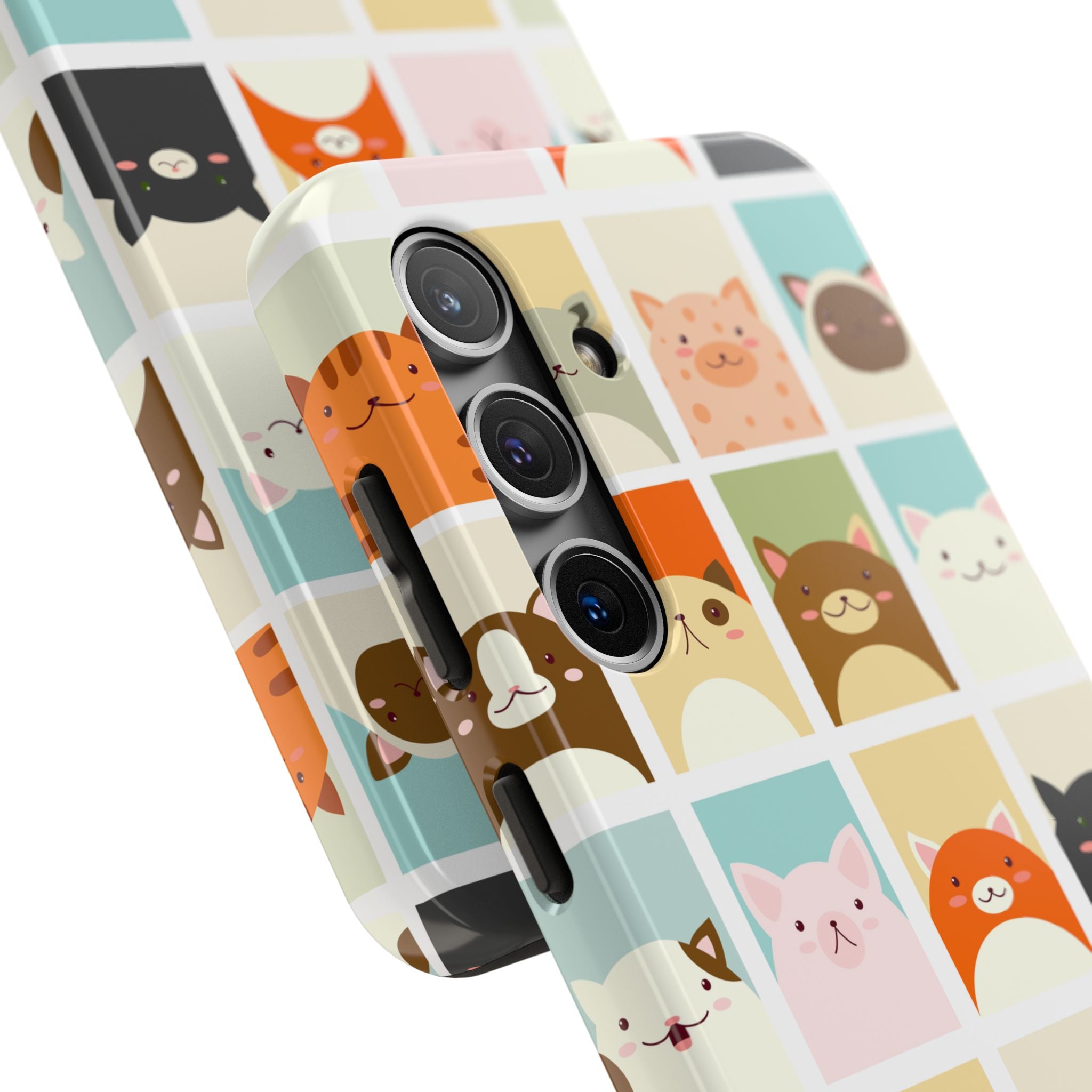 Cute Grid Cats Tough Phone Case