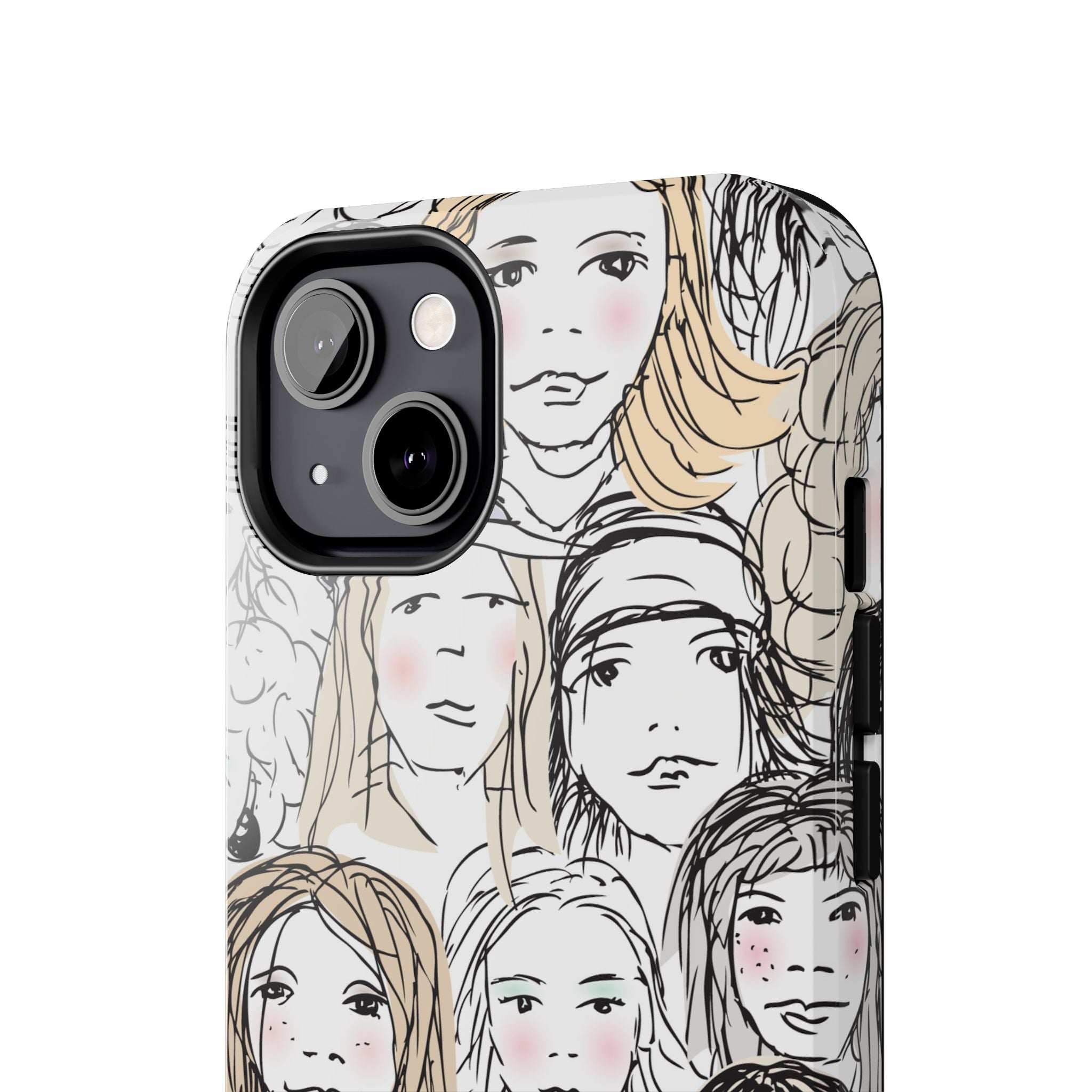 Phone Case — Hand-Drawn Faces Pattern