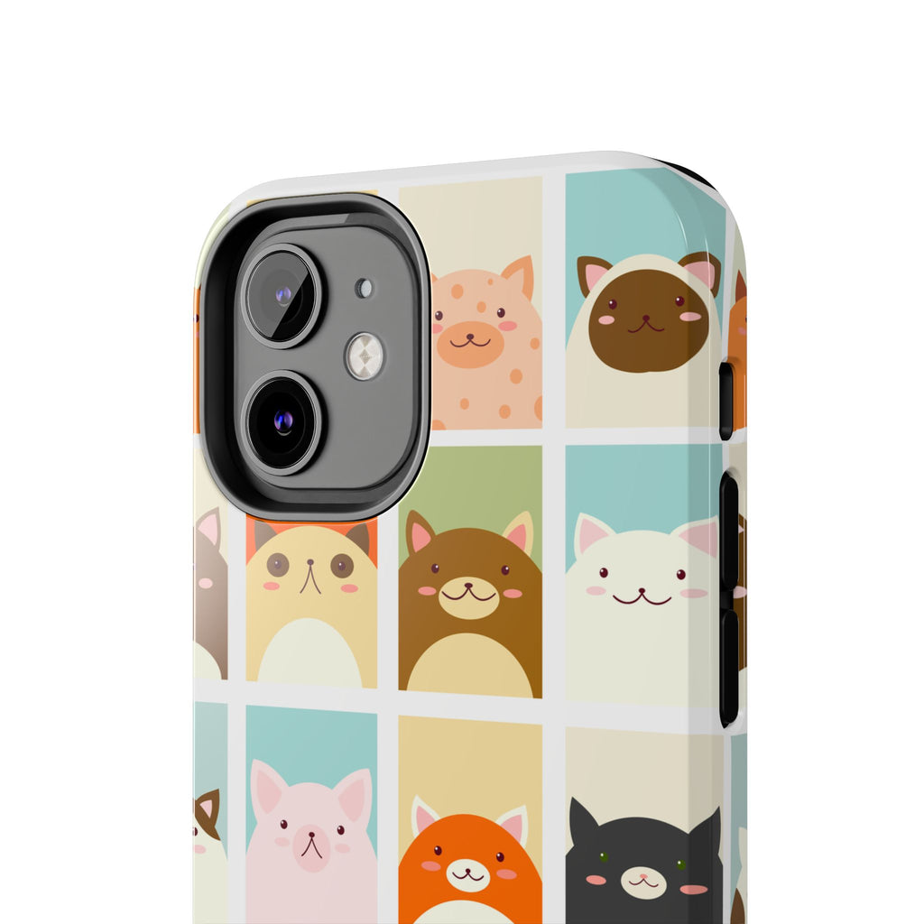 Cute Grid Cats Tough Phone Case