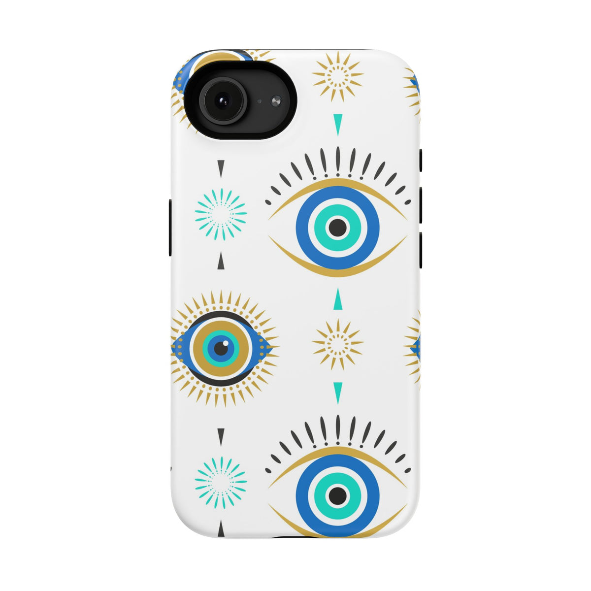 Evil Eye Impact-Resistant Phone Case – Protective Blue & Gold Charm Design