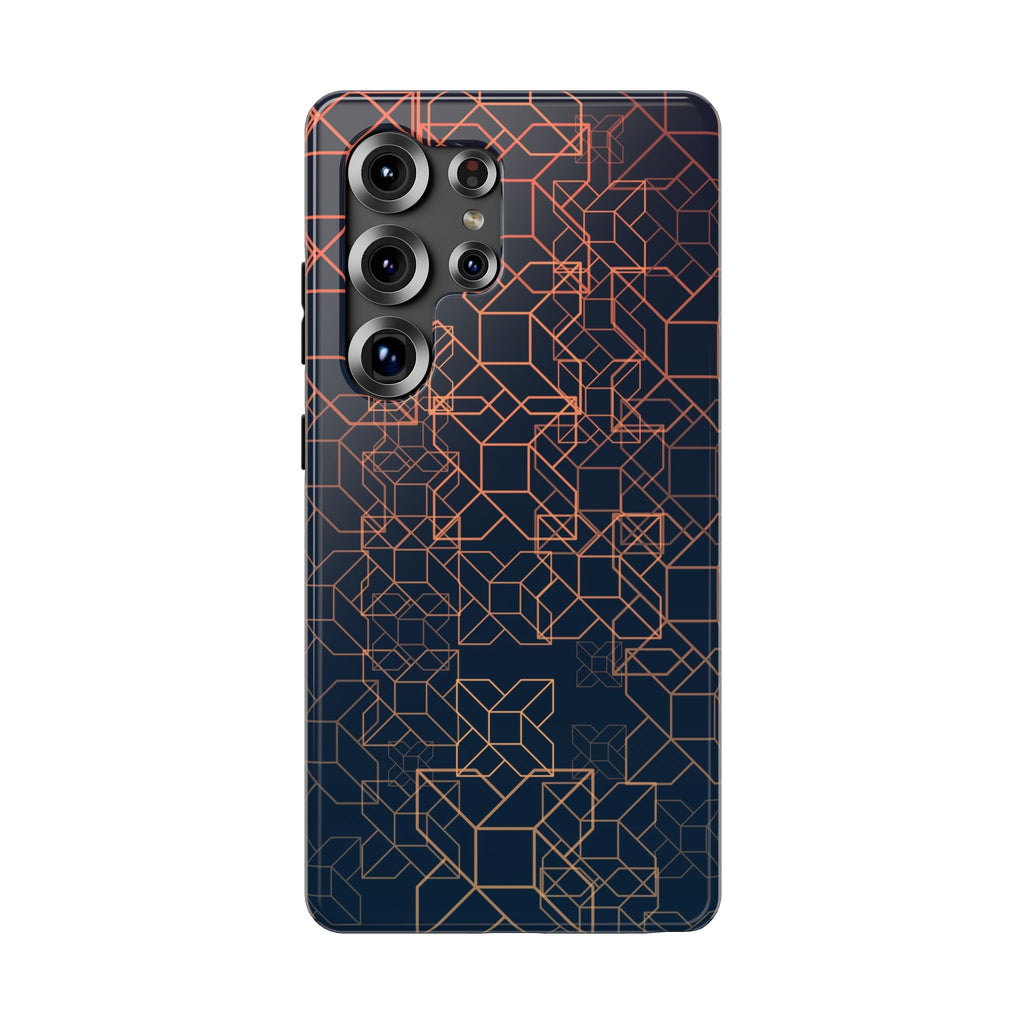 Geometric Copper Grid Impact-Resistant Phone Case