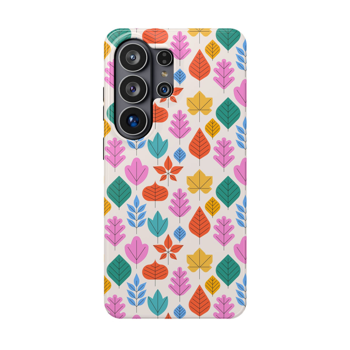 Phone Case — Colorful Retro Leaf Pattern Magnetic Impact-Resistant Case