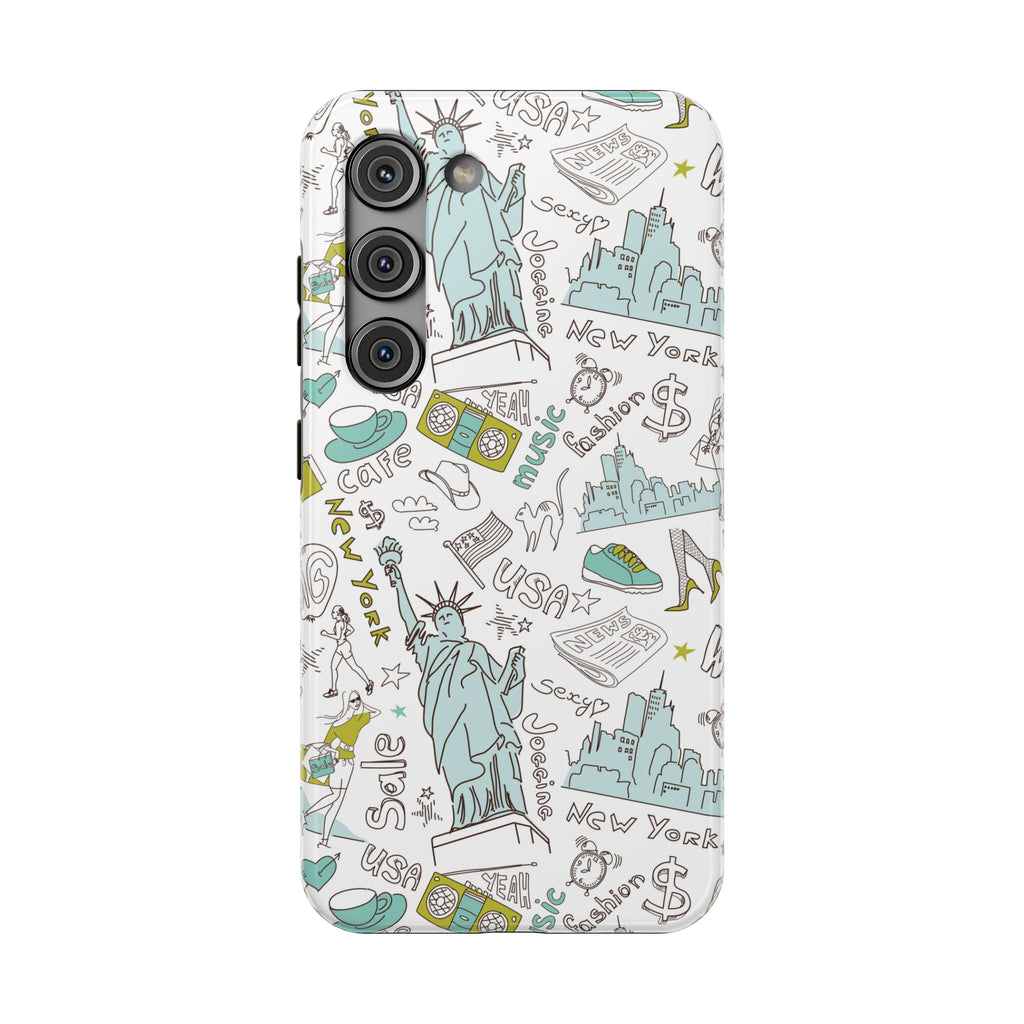 New York Doodle Phone Case — Travel-Inspired Impact-Resistant iPhone Cover