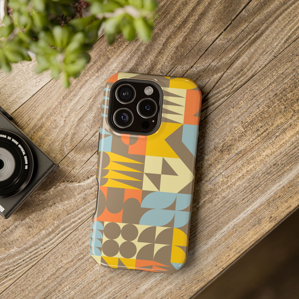 Retro Geometric Impact Phone Case — Mid-Century Modern Pattern for iPhone