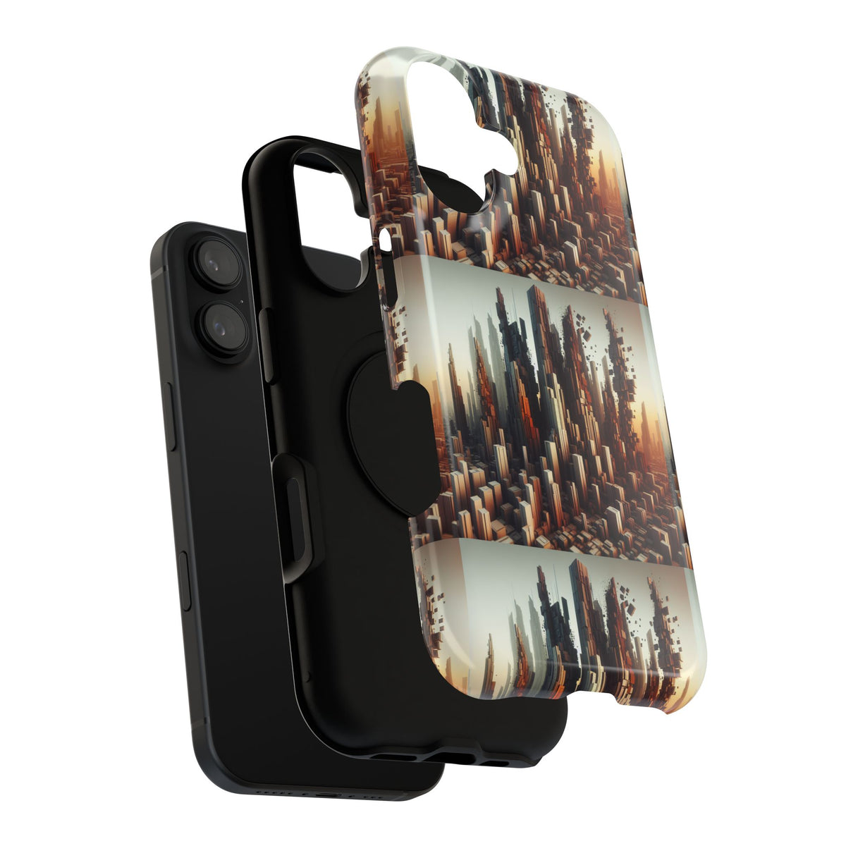 Abstract Skyline iPhone Case — Surreal Cityscape Impact-Resistant Phone Cover