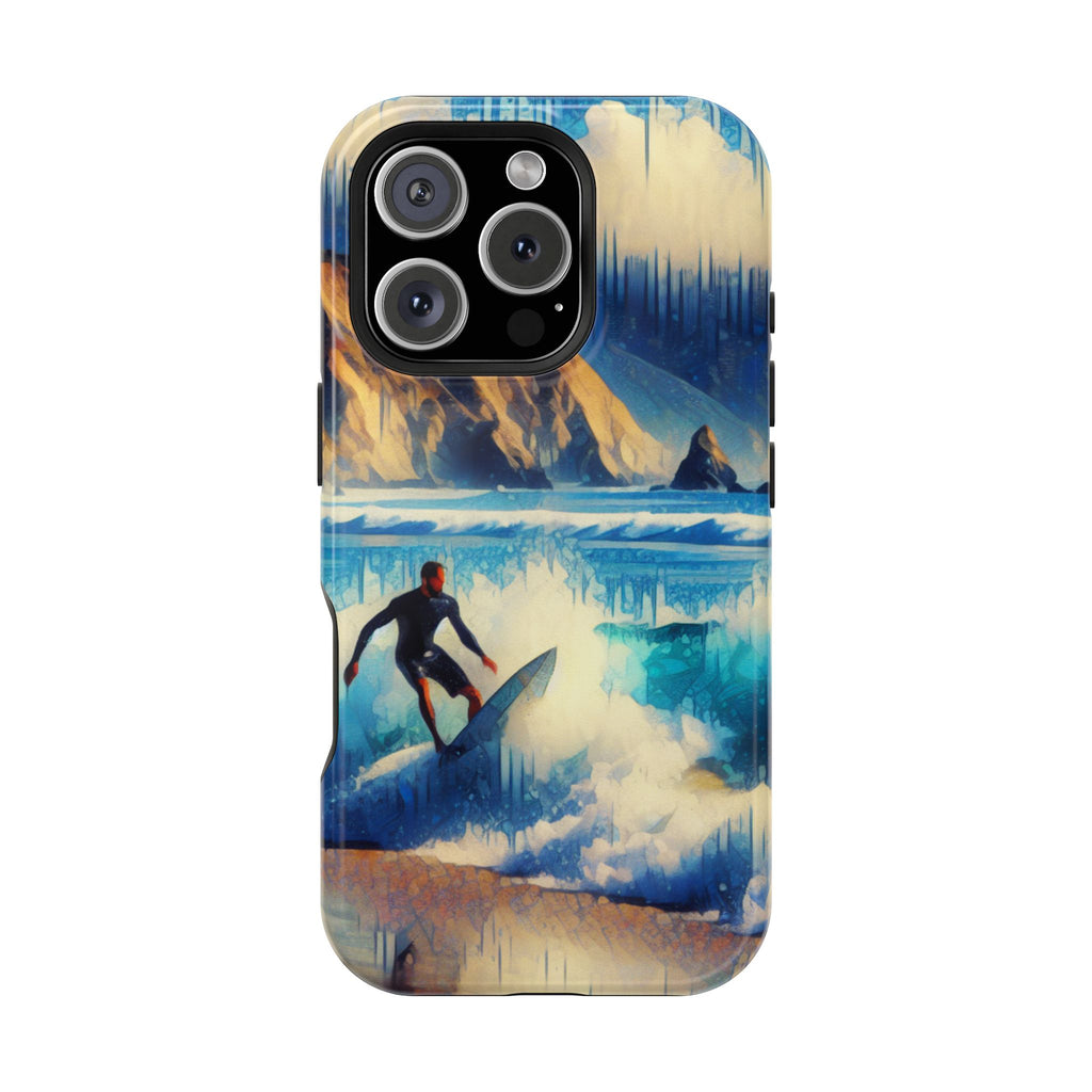 Surfer Wave Impact Phone Case – Vibrant Ocean Art Protective Cover