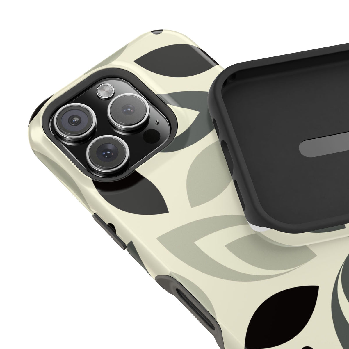 Leaf Pattern Impact-Resistant Phone Case — Neutral Botanical Protective Cover