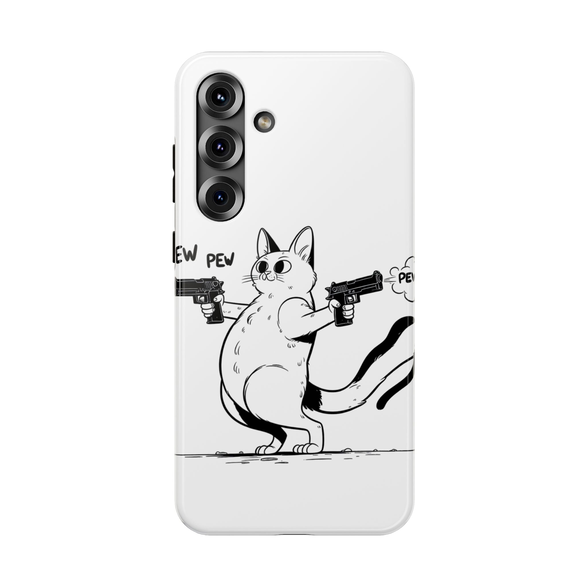 Impact Resistant Phone Case- Funny Cat Pew Pew