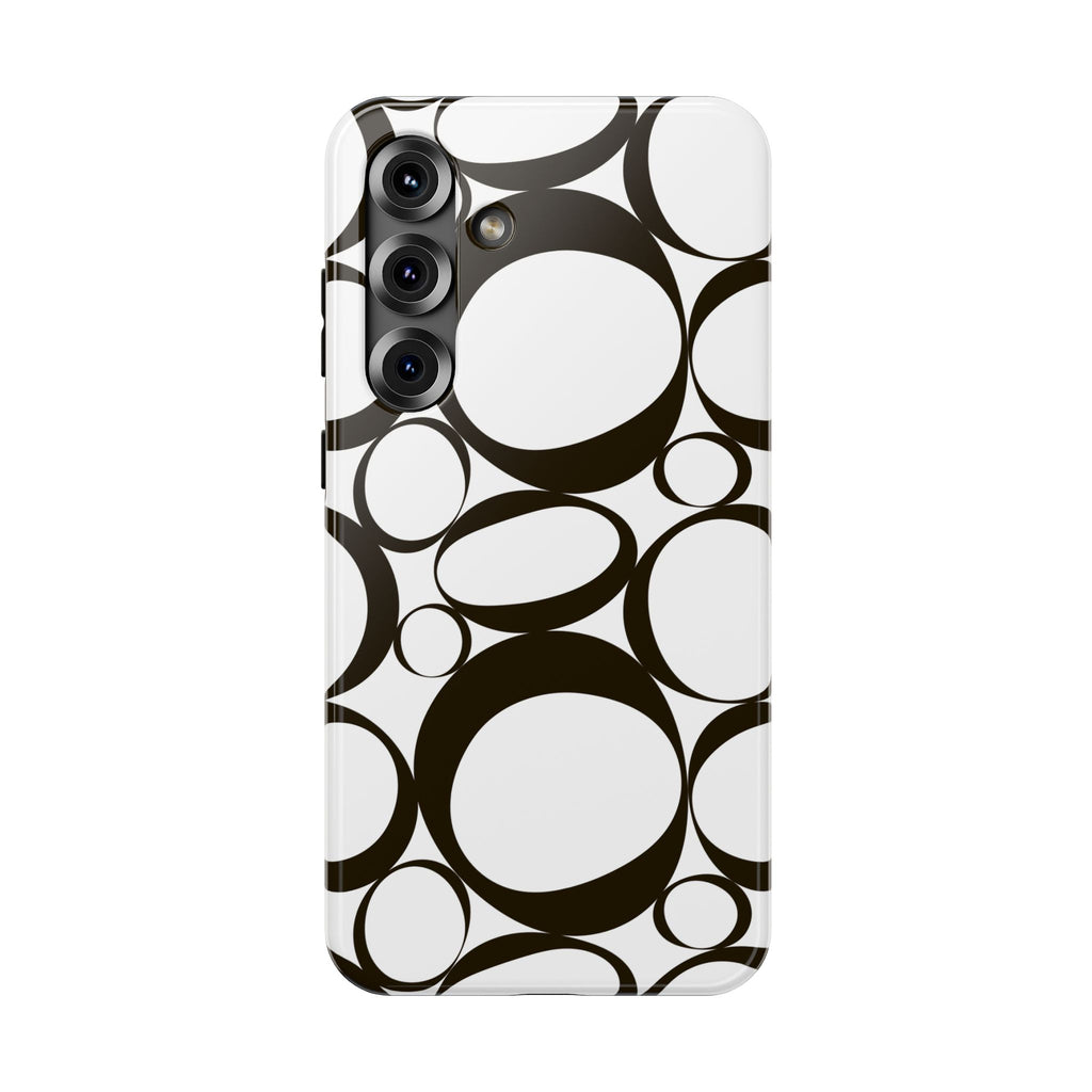 Impact-Resistant Phone Case — Retro Black & White Circle Pattern