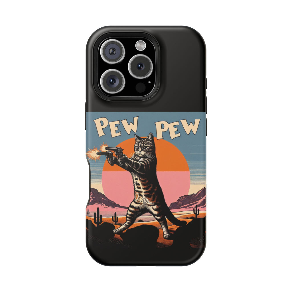 Pew Pew Cat Phone Case — Retro Shooter Impact-Resistant iPhone Cover
