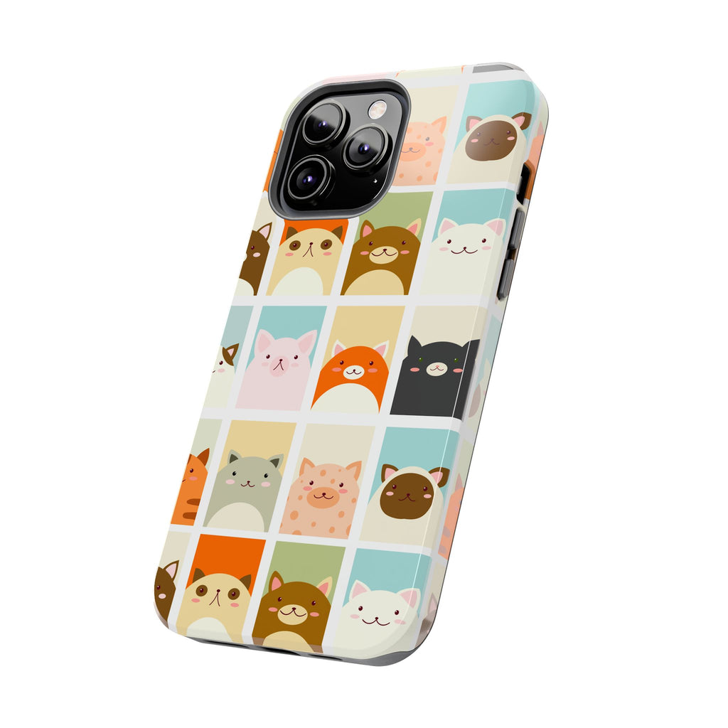 Cute Grid Cats Tough Phone Case