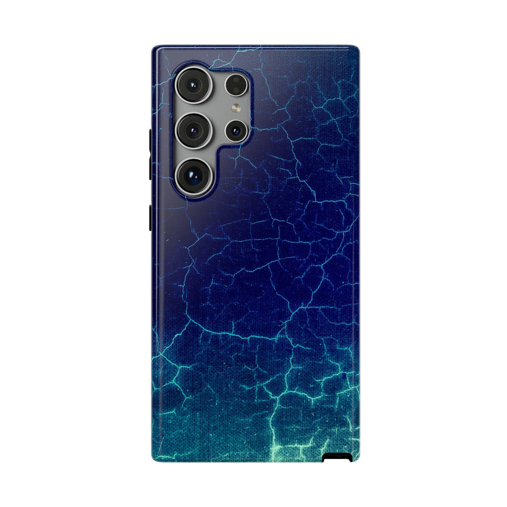 Blue Electric Crackle Phone Case — Impact-Resistant Galaxy Phone Protective Cover