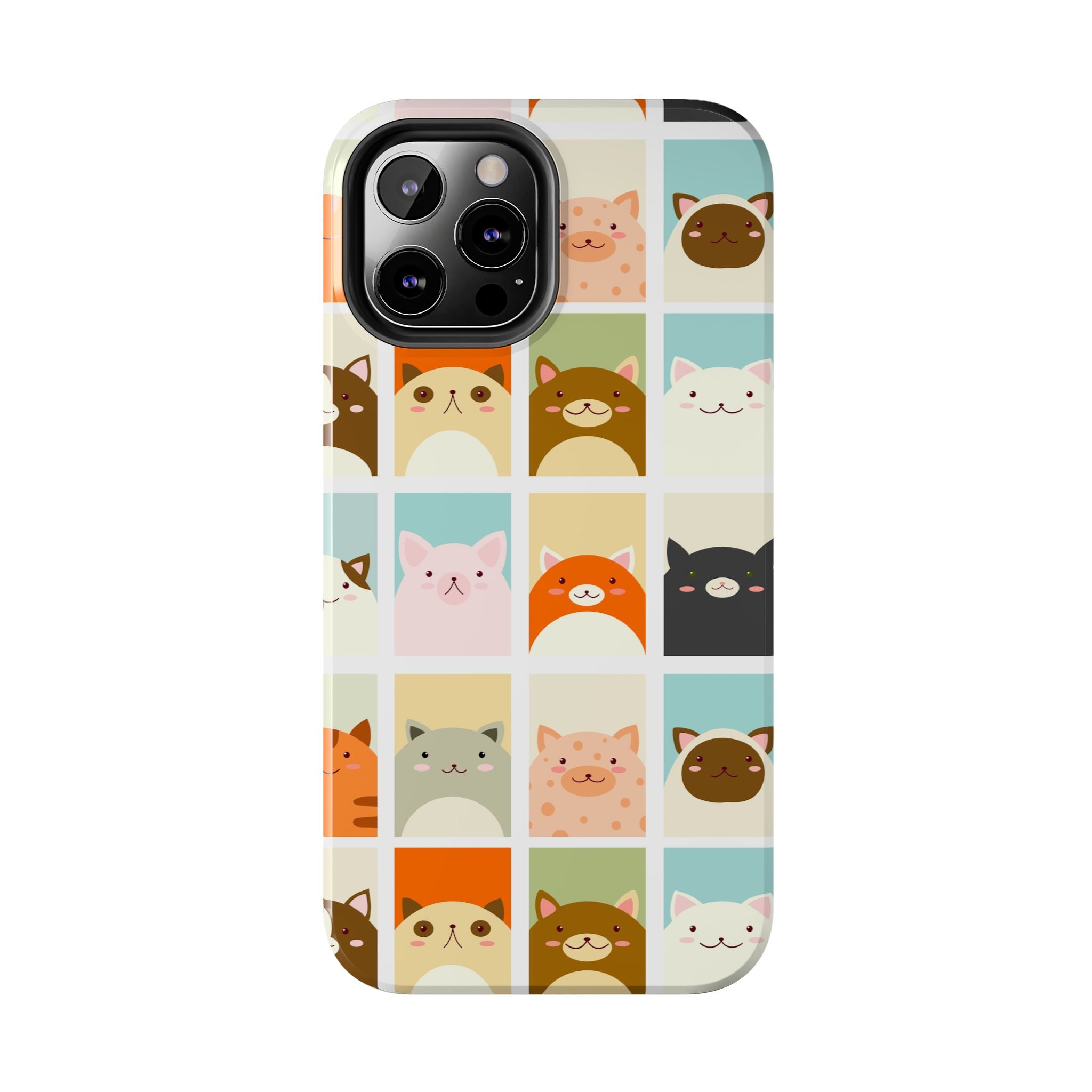 Cute Grid Cats Tough Phone Case
