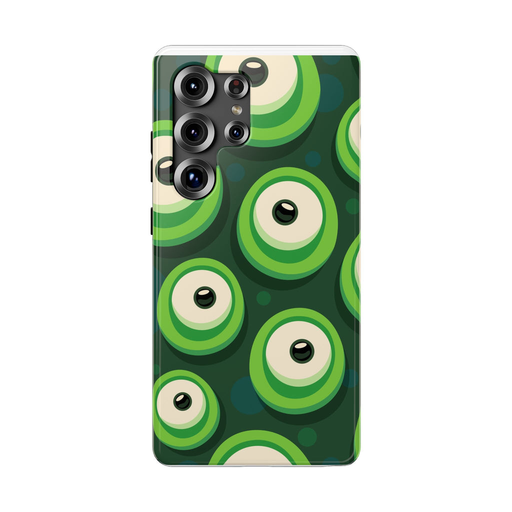 Green Abstract Eye Pattern Phone Case — Impact-Resistant Protective Cover