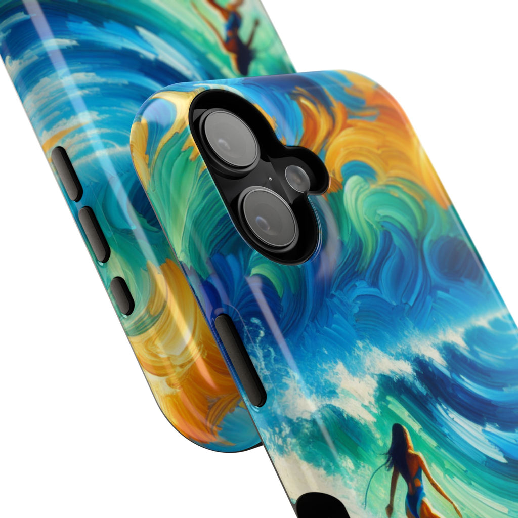 Surfer Wave Impact Phone Case – Vibrant Ocean Art Protective Cover