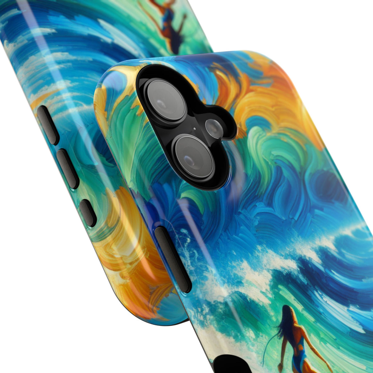 Surfer Wave Impact Phone Case – Vibrant Ocean Art Protective Cover