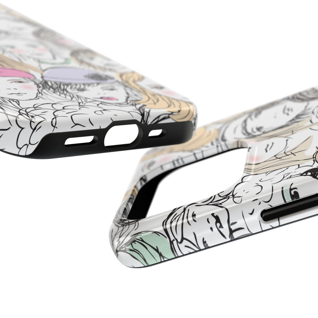 Phone Case — Hand-Drawn Faces Pattern