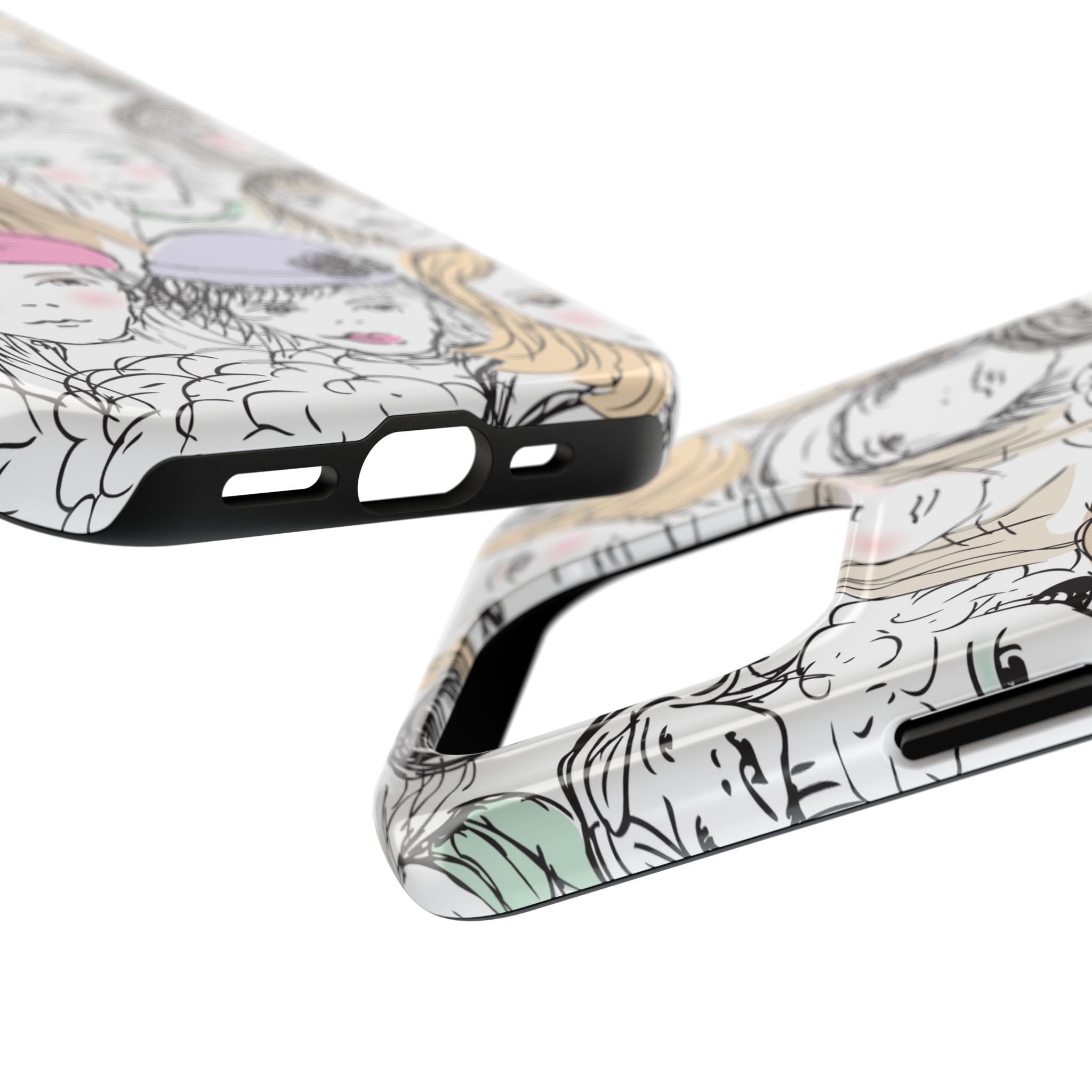 Phone Case — Hand-Drawn Faces Pattern