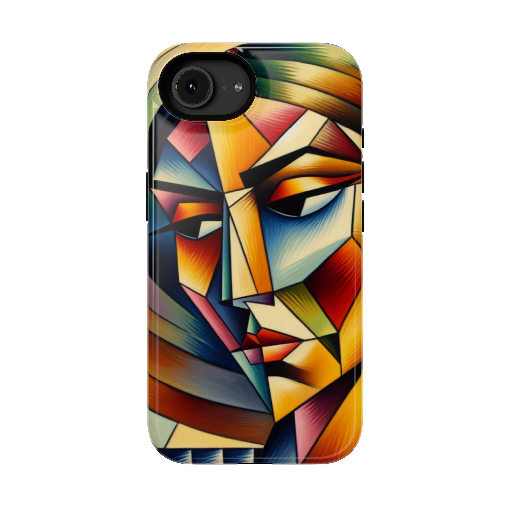 Abstract Cubist Face Phone Case — Impact-Resistant Artistic iPhone Cover