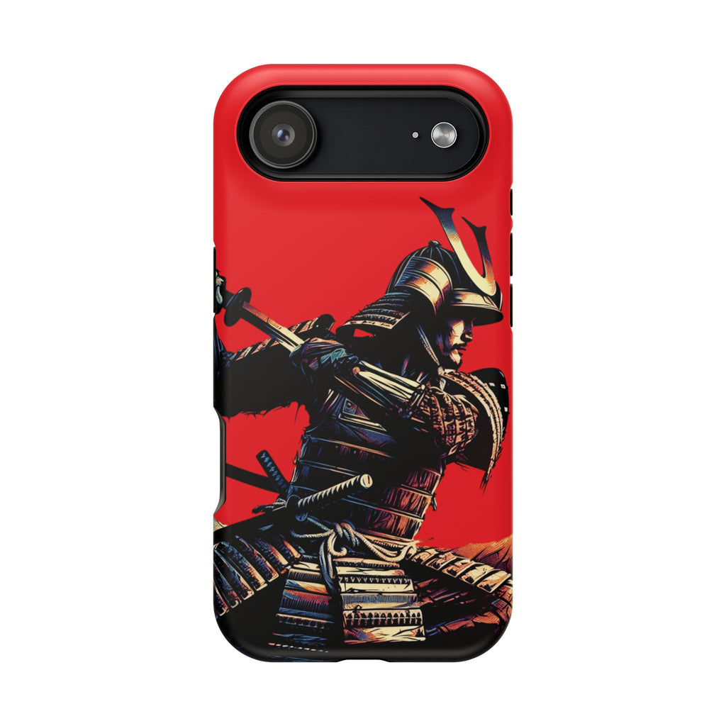 Samurai Warrior Impact Phone Case — Red Armored Swordfighter Protective Cover