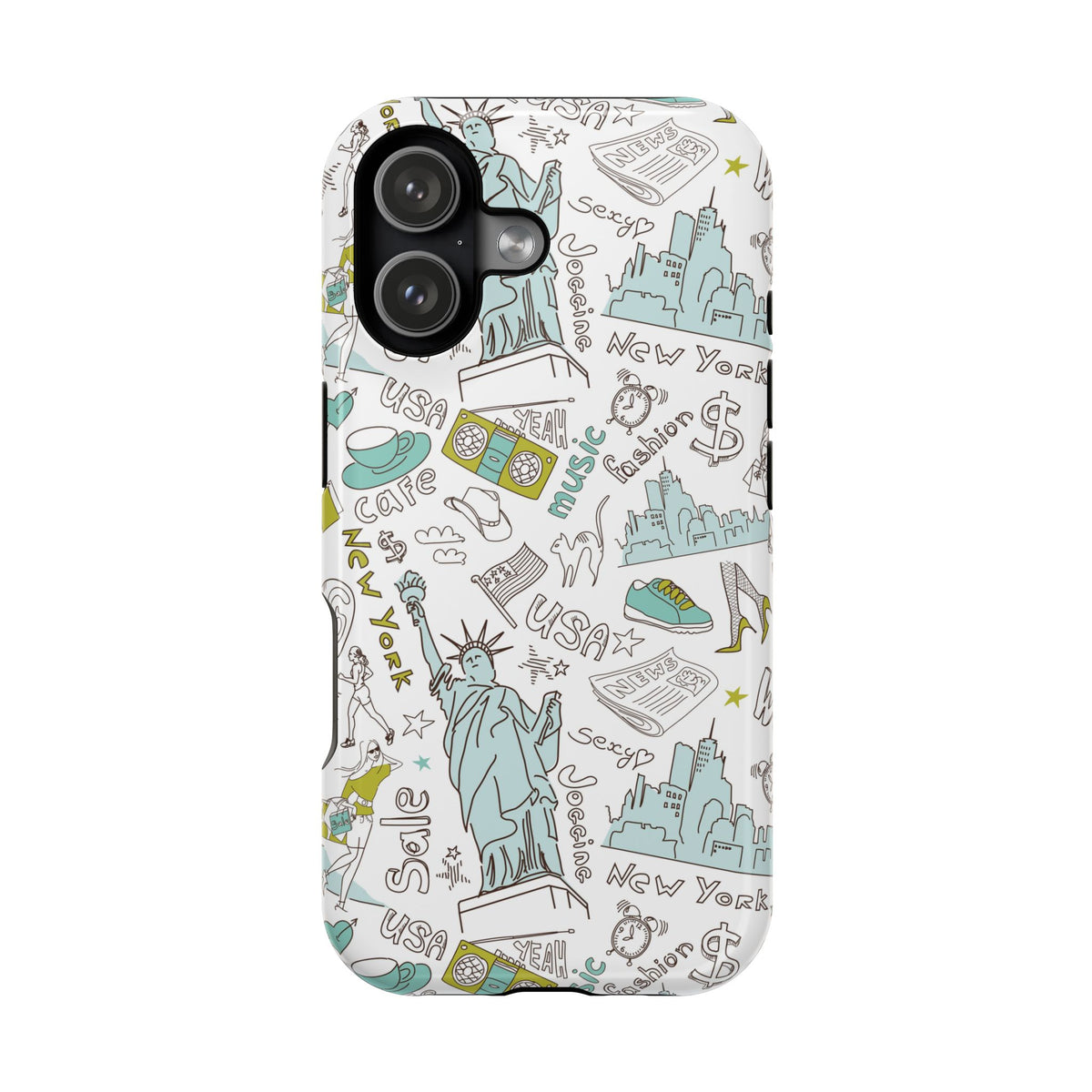 New York Doodle Phone Case — Travel-Inspired Impact-Resistant iPhone Cover