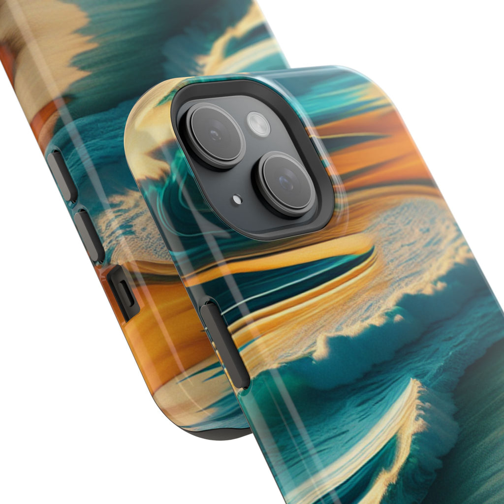 Surf Sunset Impact-Resistant Phone Case — Surfer Silhouette Beach Waves Design
