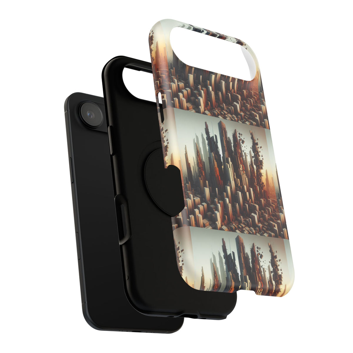 Abstract Skyline iPhone Case — Surreal Cityscape Impact-Resistant Phone Cover