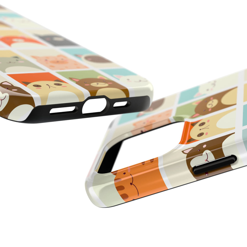 Cute Grid Cats Tough Phone Case
