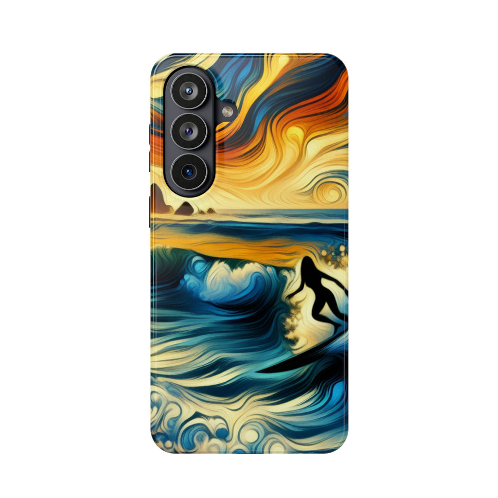 Impact Resistant Phone Case - Surfing Ocean Waves Design, Coastal Decor Gift