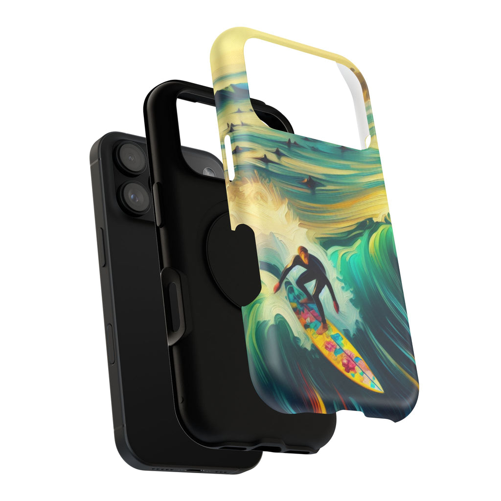Surfing Waves Impact-Resistant Phone Case — Colorful Surfer Design
