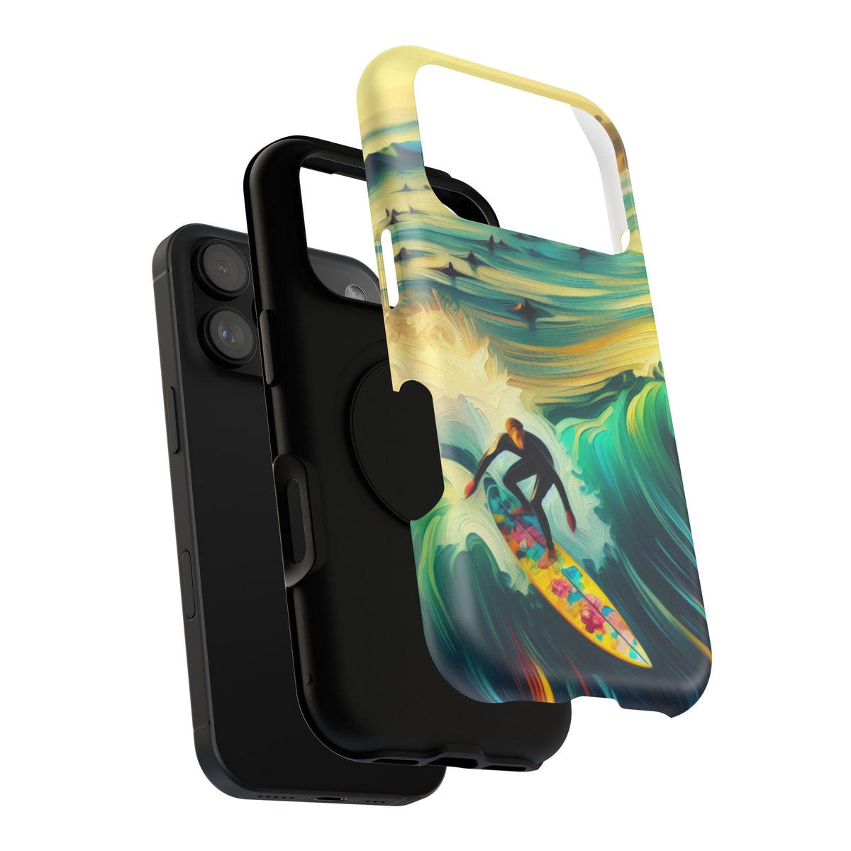 Surfing Waves Impact-Resistant Phone Case — Colorful Surfer Design