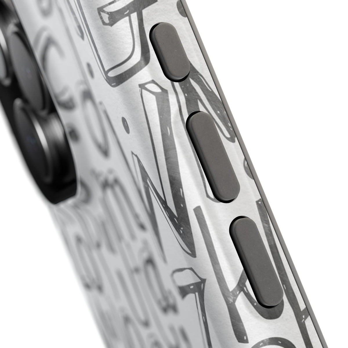 Monochrome Letter Pattern Impact-Resistant Case for iPhone