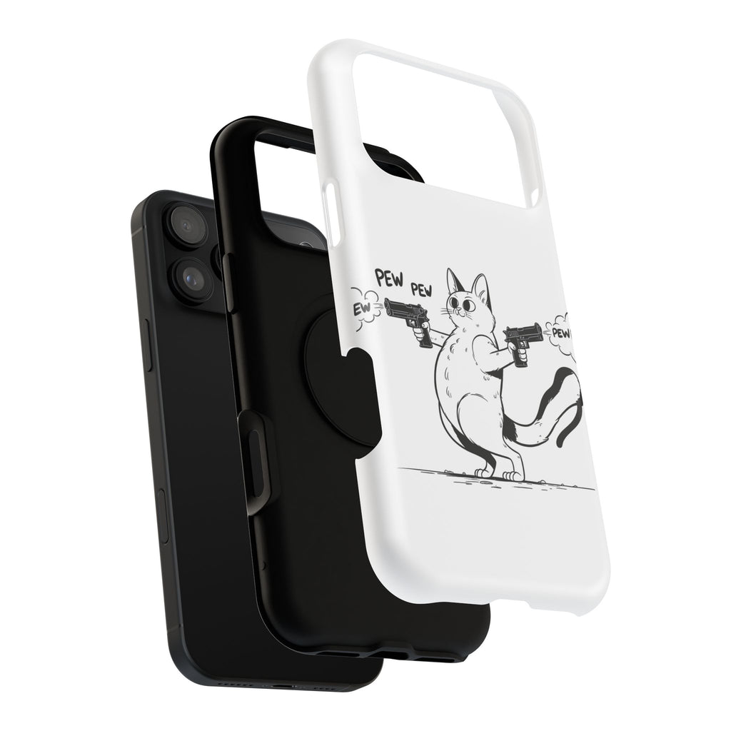 Cat Shooting 'Pew Pew' Phone Case — Impact-Resistant iPhone Cover