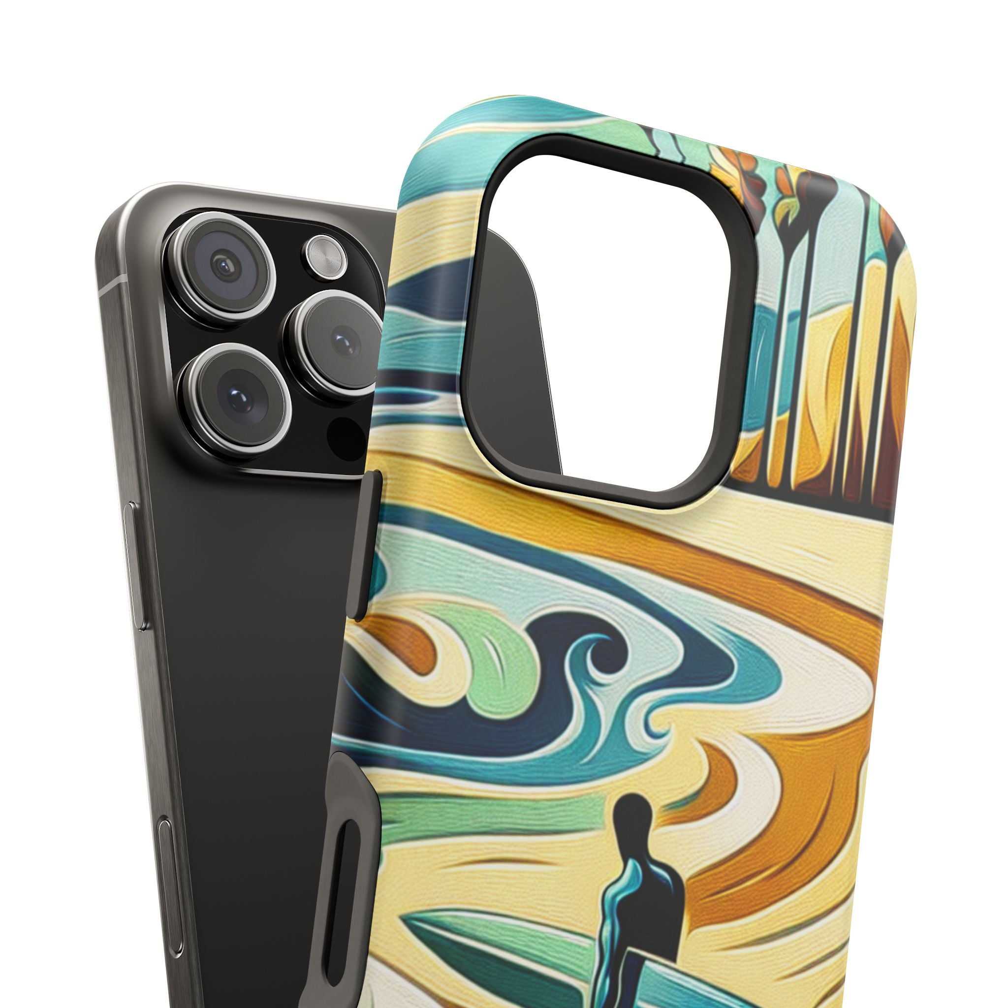 Impact Resistant Phone Case Surfing Colorful Beach Art Case, Summer Vibes