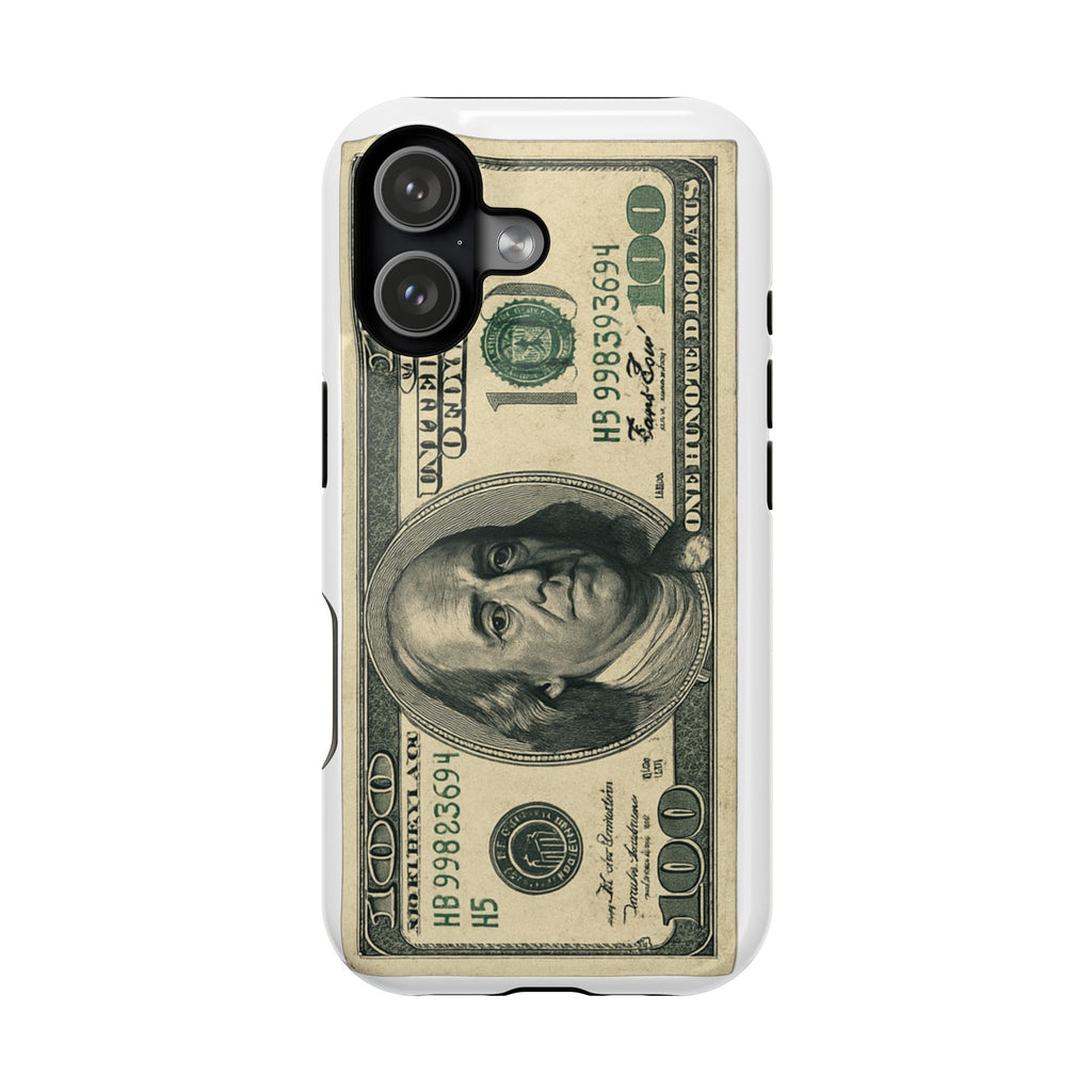 Money Print iPhone Case — Impact Resistant Protective Phone Cover featuring 100 Bill Design