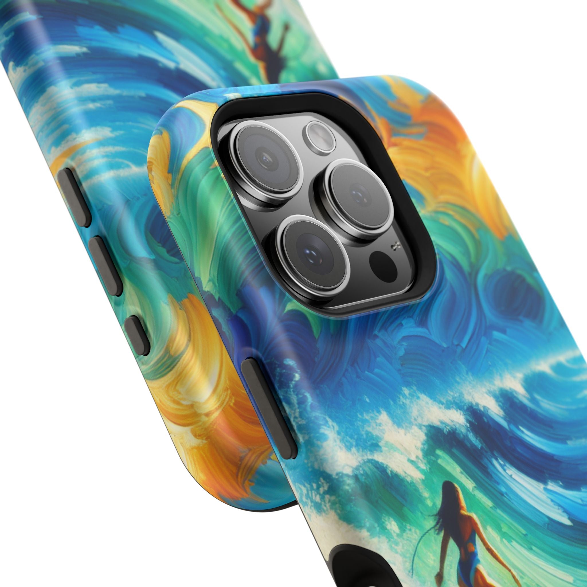 Surf-Inspired Impact Resistant Phone Case, Vibrant Ocean Wave Design